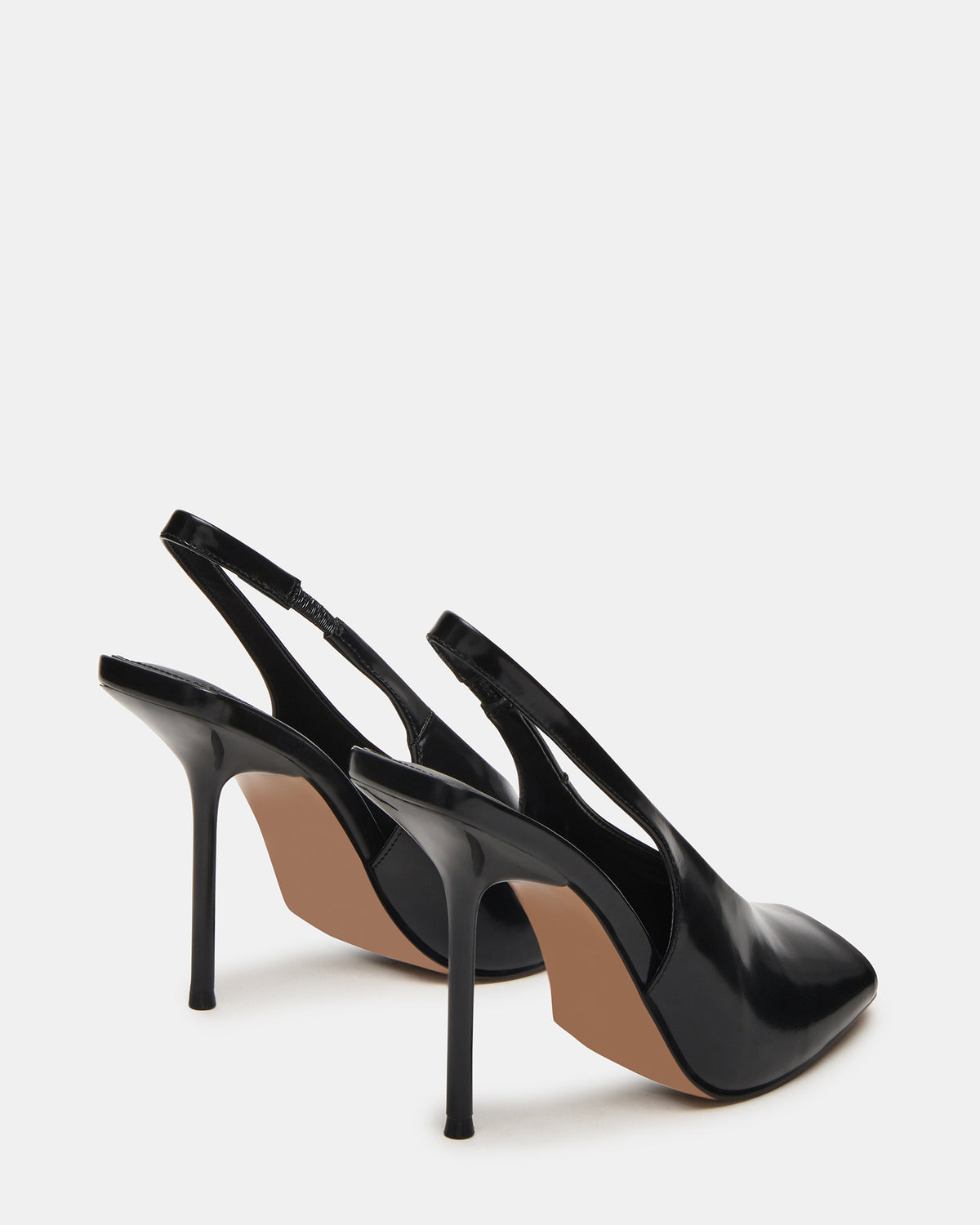 LUCIAN Black Leather Square-Toe Peep-Toe Slingback Women's Heel - Steve Madden