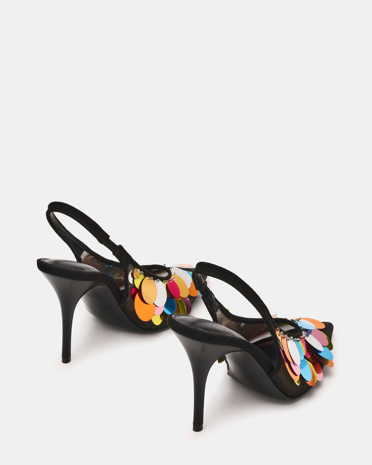 AVID Black Sequin Mesh Slingback Pointed Toe Pump Women's Heel - Steve Madden