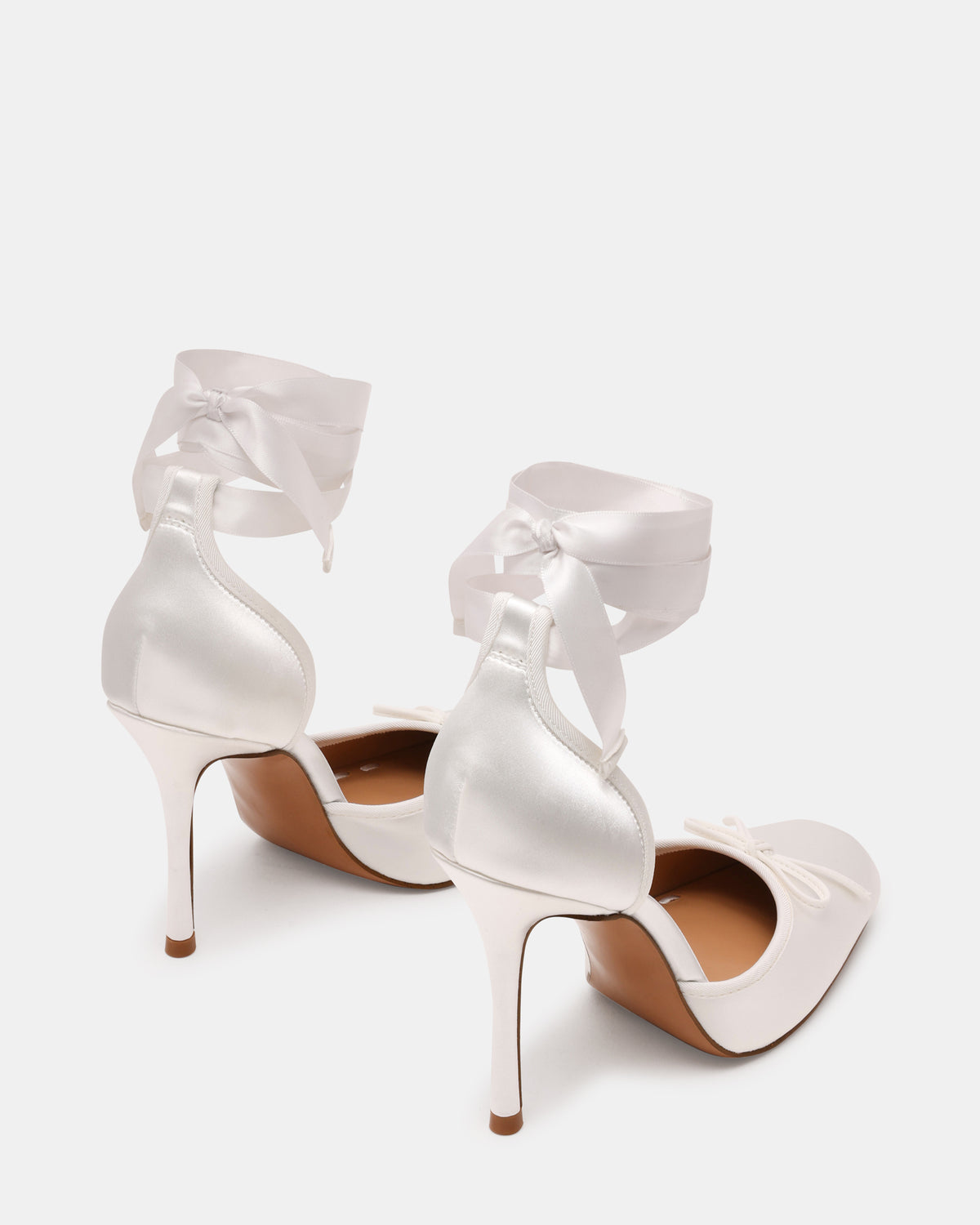 LARINA Ivory Satin Square-Toe Stiletto Pump Lace-Up Women's Heel - Steve Madden