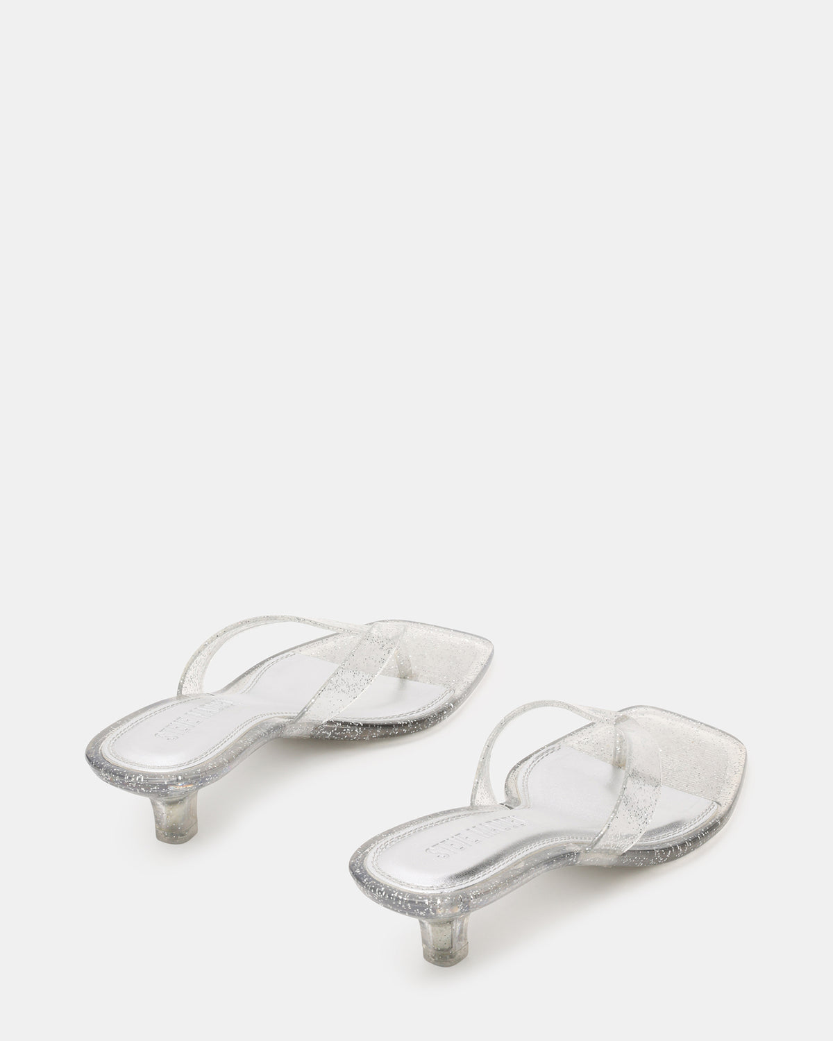 TRACIE Jelly Silver Glitter Thong Strap Women's Kitten Heel - Steve Madden