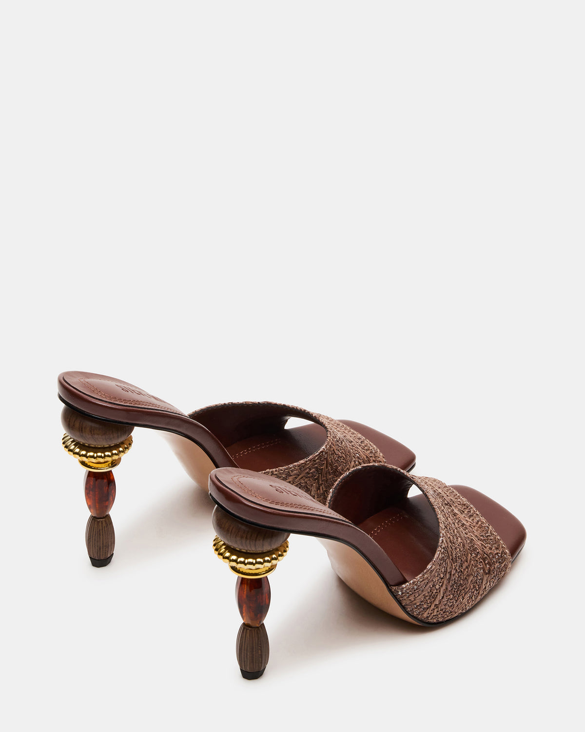 SIA Brown Square-Toe Mule Sculptured Beaded Women's Heel - Steve Madden