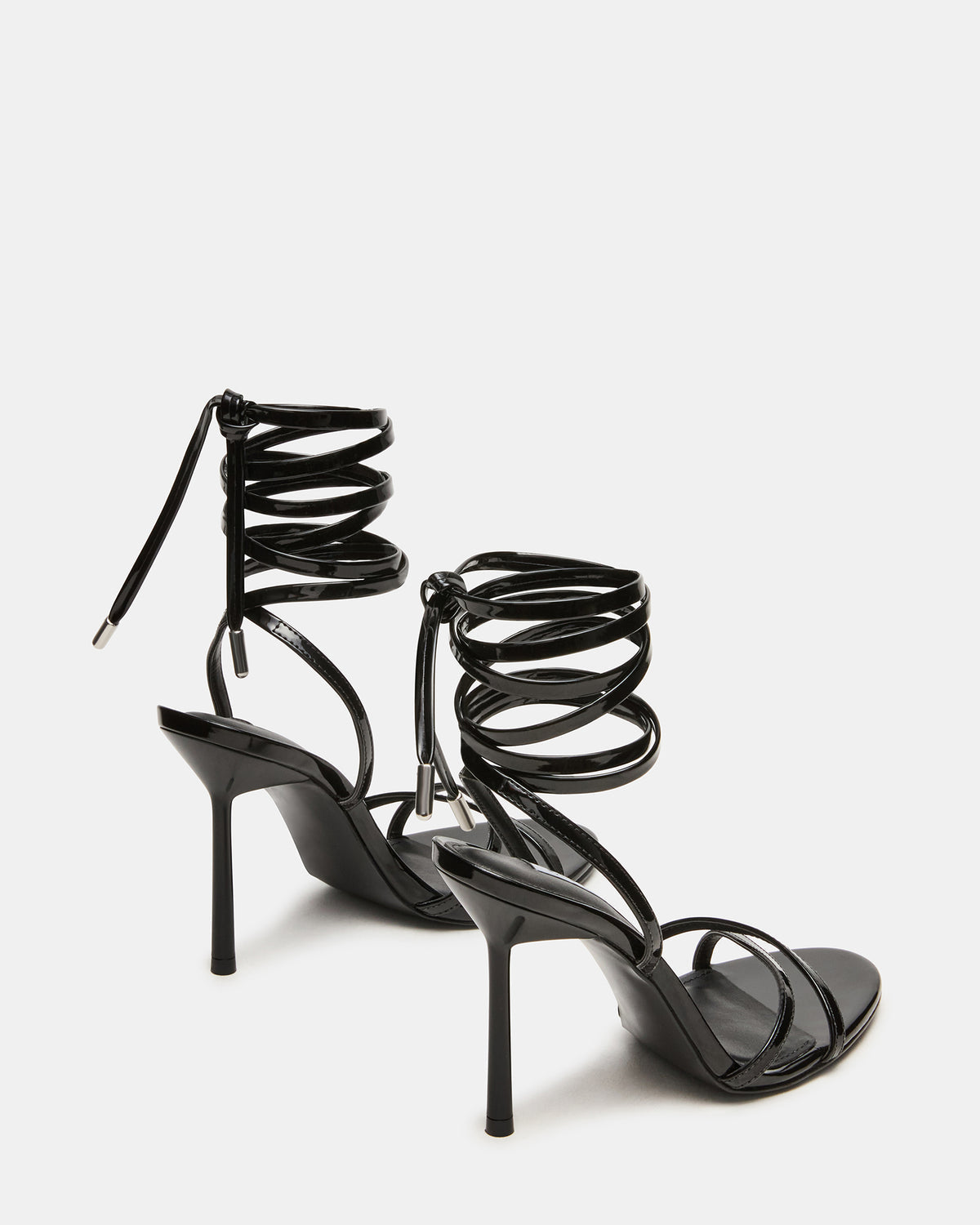 NERI Black Patent Strappy Stiletto Round-Toe Women's Heel - Steve Madden