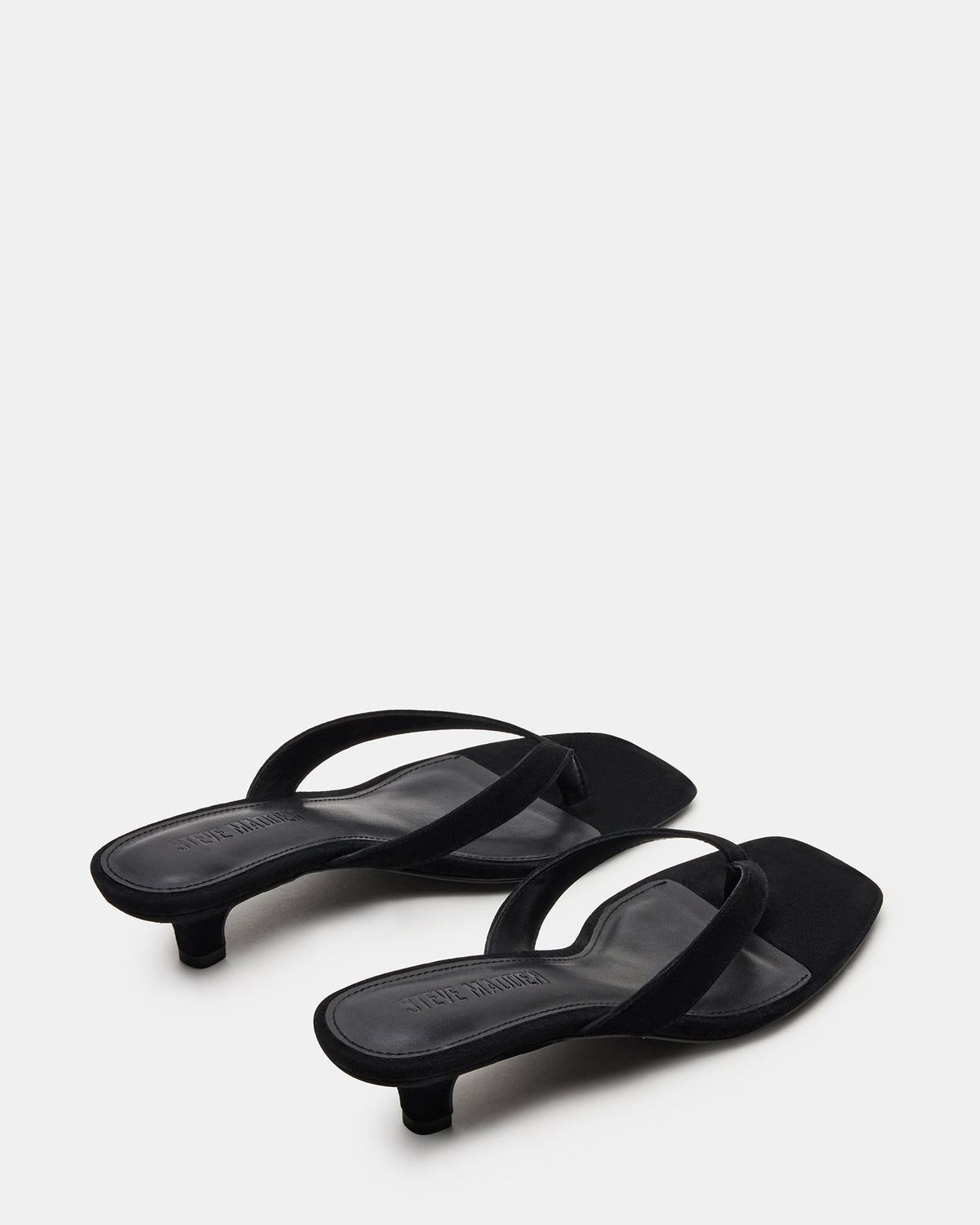 TRACIE Black Suede Thong Strap Women's Kitten Heel - Steve Madden