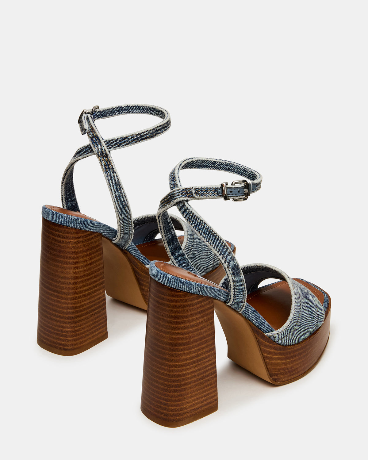 FLORIA Denim Square-Toe Block Heel Platform Women's Heel - Steve Madden