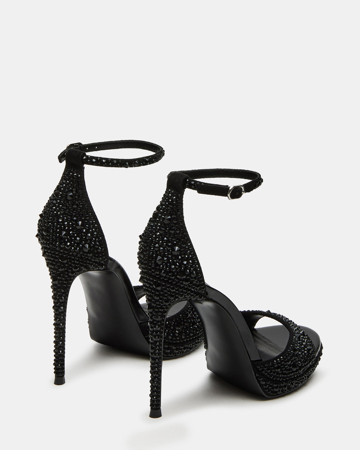 WILEY Black Rhinestone Women's Open Toe Stiletto Heel - Steve Madden