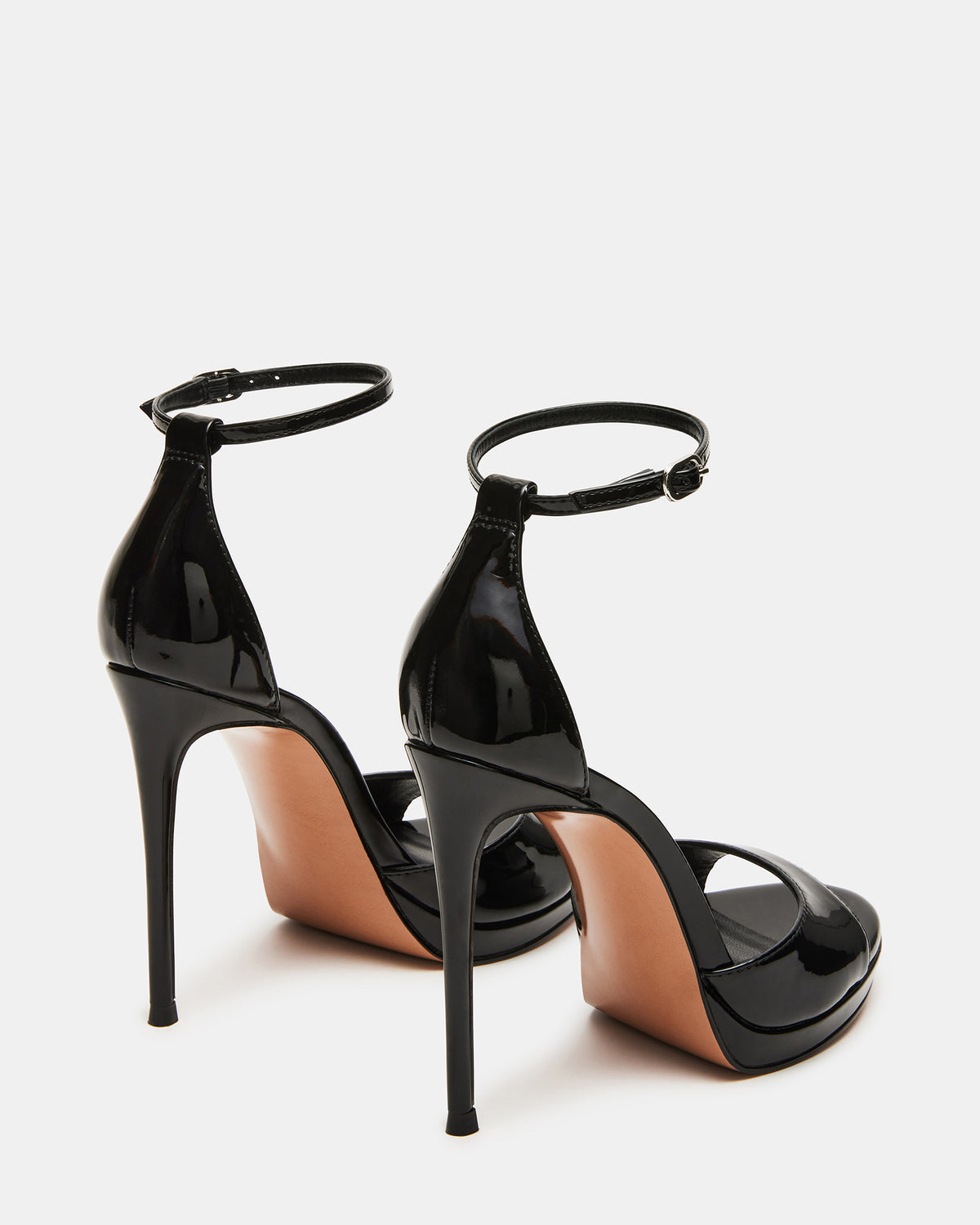 WILEY Black Patent Women's Open Toe Stiletto Heel - Steve Madden
