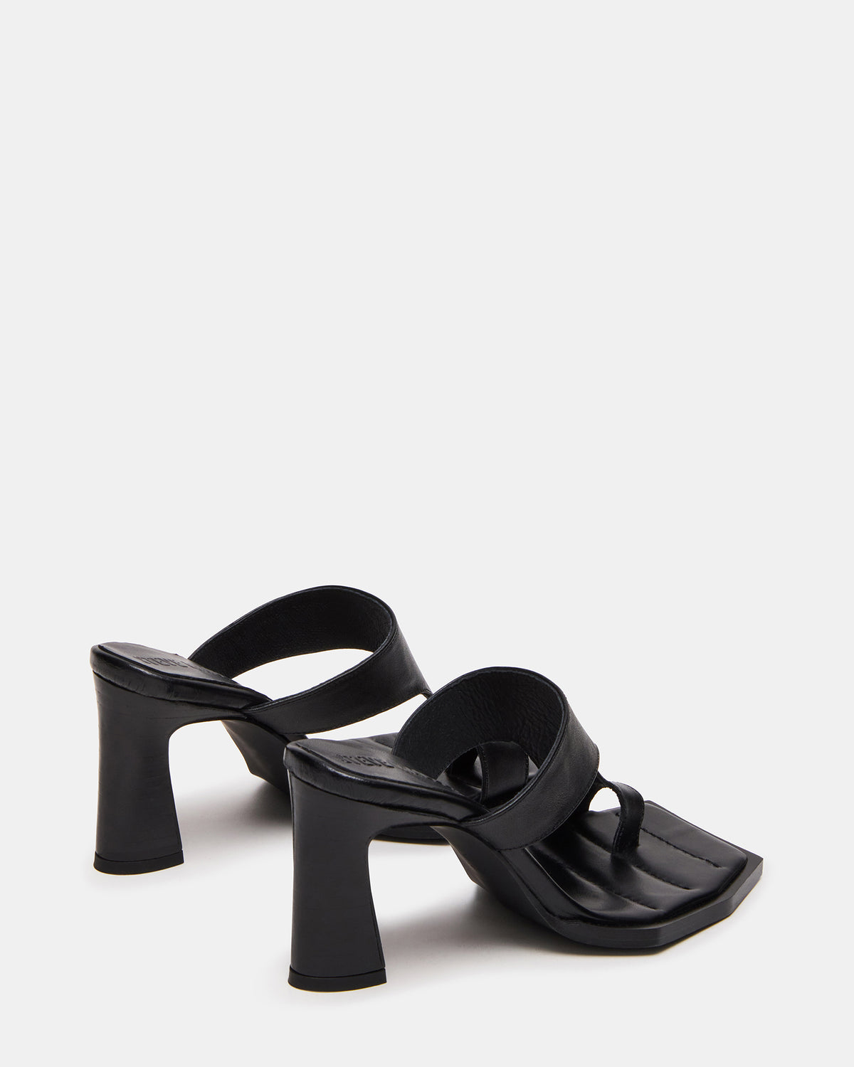 ALAMEDA Black Leather Square-Toe Mule Women's Heel - Steve Madden