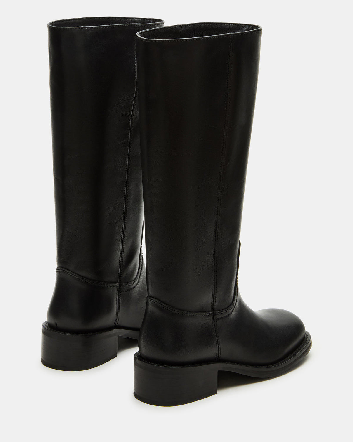 RIGGS Black Leather Wide Calf Square-Toe Women's Boot - Steve Madden