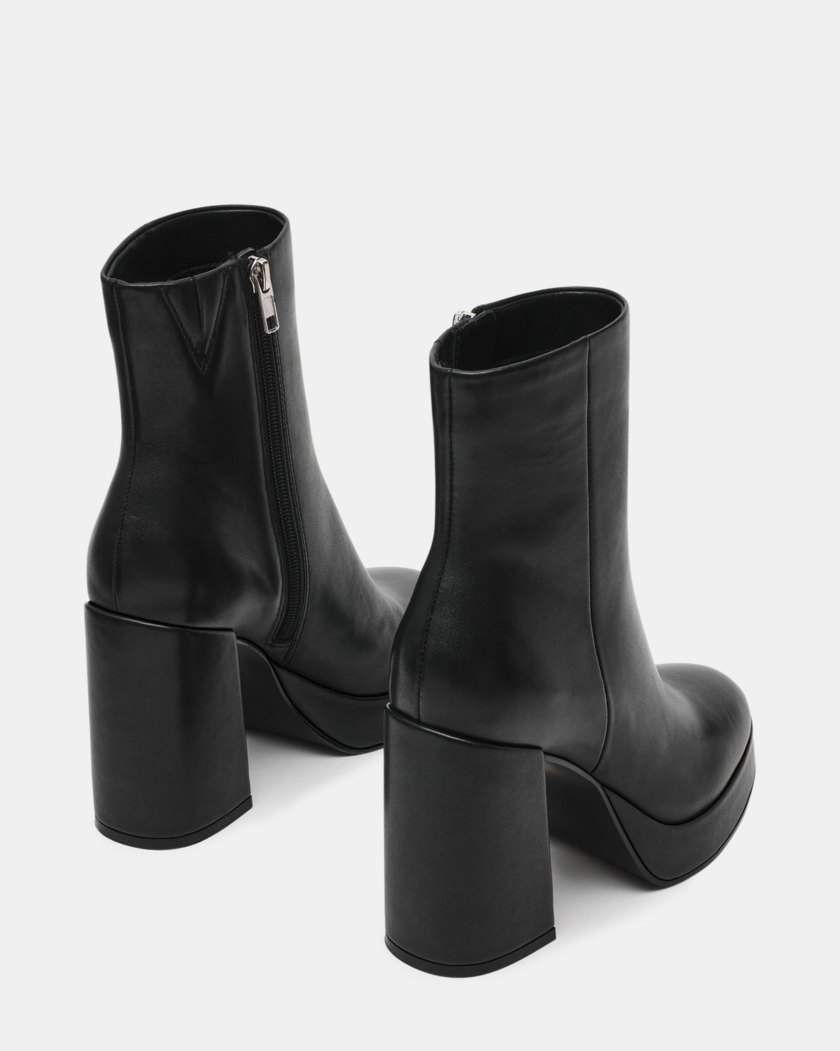 TYRA Black Leather Platform Block Heel Women's Ankle Boot - Steve Madden