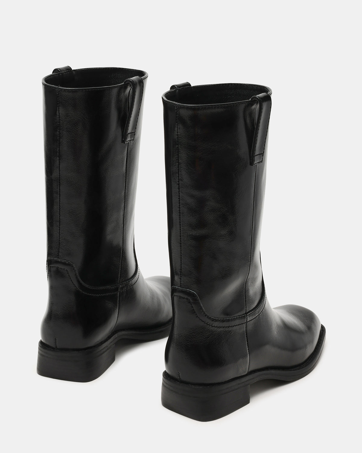 PRIMO Black Leather Square-Toe Women's Boot - Steve Madden