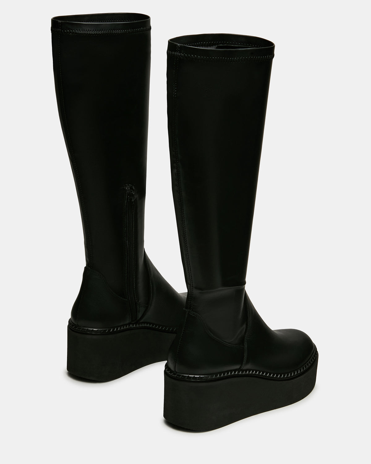 DRACO Black Knee-High Round-Toe Platform Women's Boot - Steve Madden