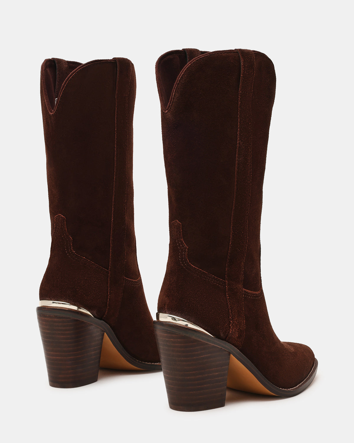 SALLY Brown Suede Pointed-Toe Western Block Heel Women's Boot - Steve Madden