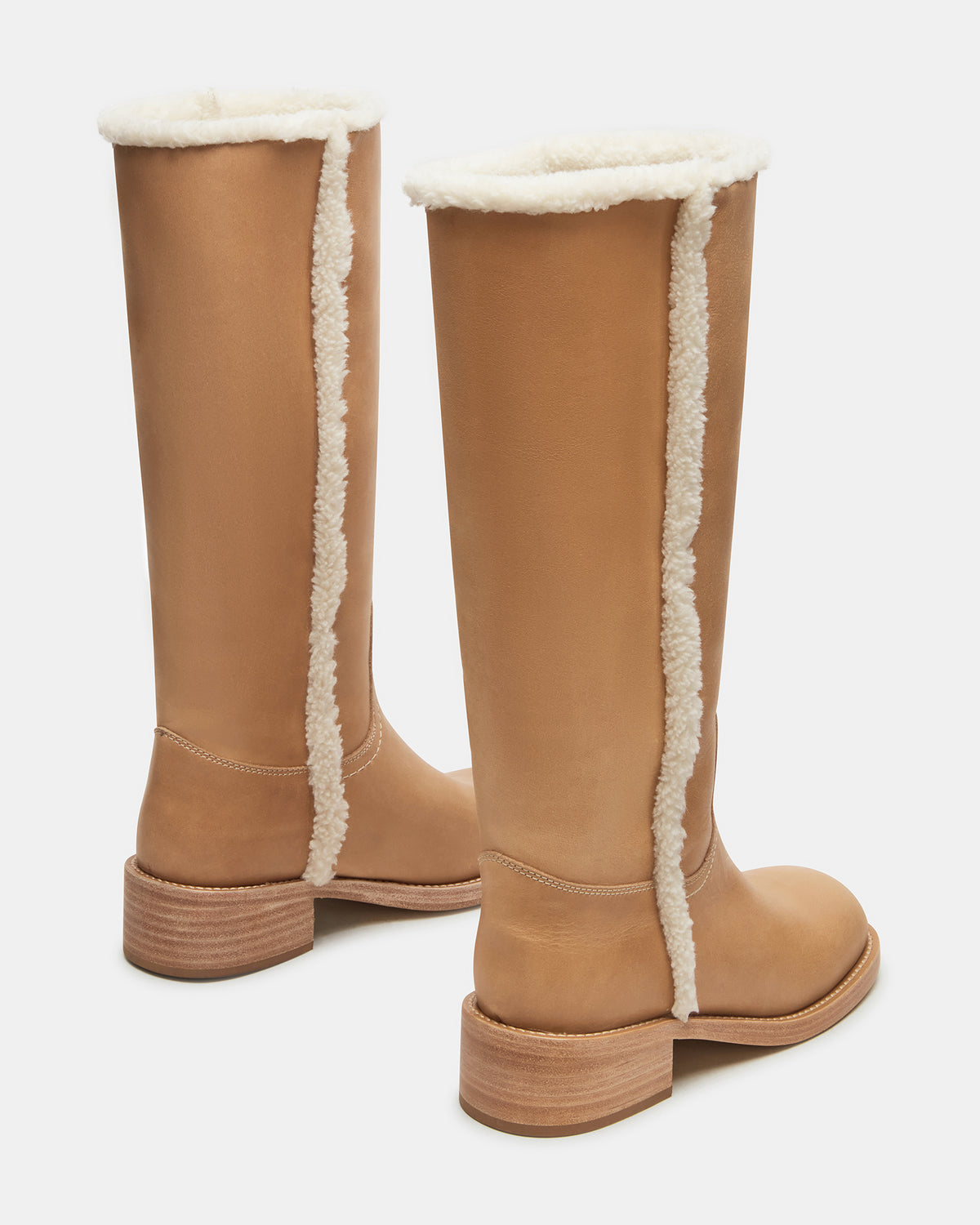 RIGGS Faux Fur Banana Leather Square-Toe Women's Boot - Steve Madden
