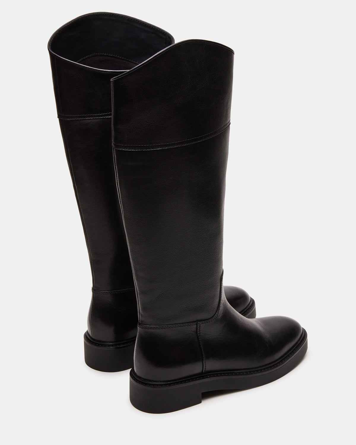 RADKE Black Leather Knee-High Rounded Toe Riding Women's Boot - Steve Madden