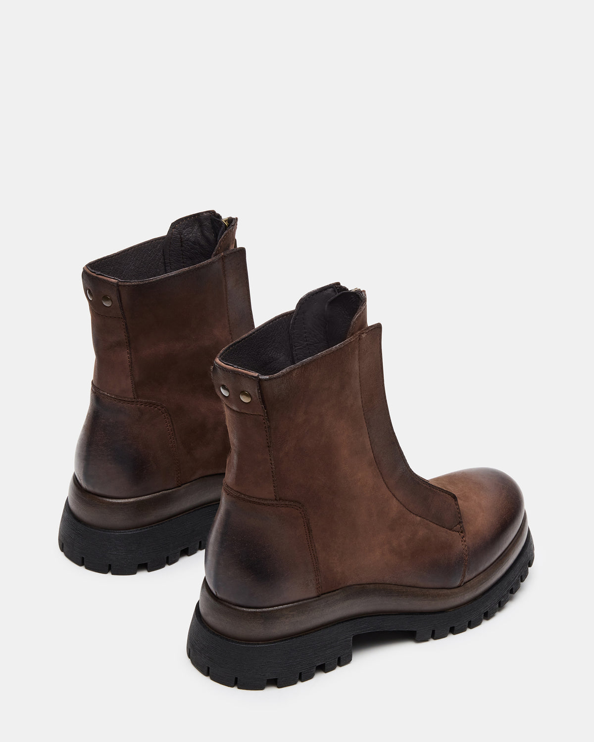 MILTON Brown Leather Moto Women's Ankle Boot - Steve Madden