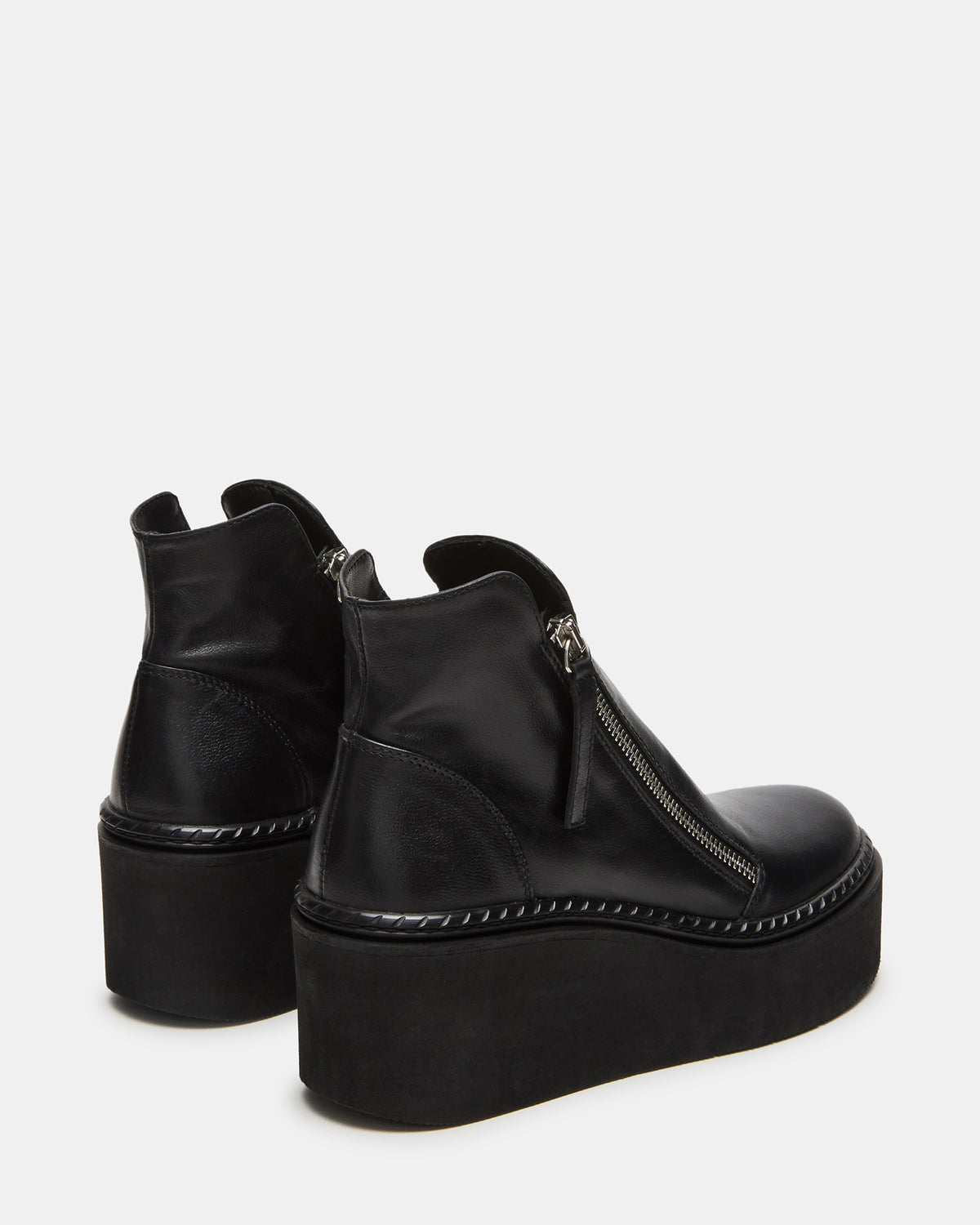 DRIFT Black Leather Platform Moto Women's Ankle Boot - Steve Madden