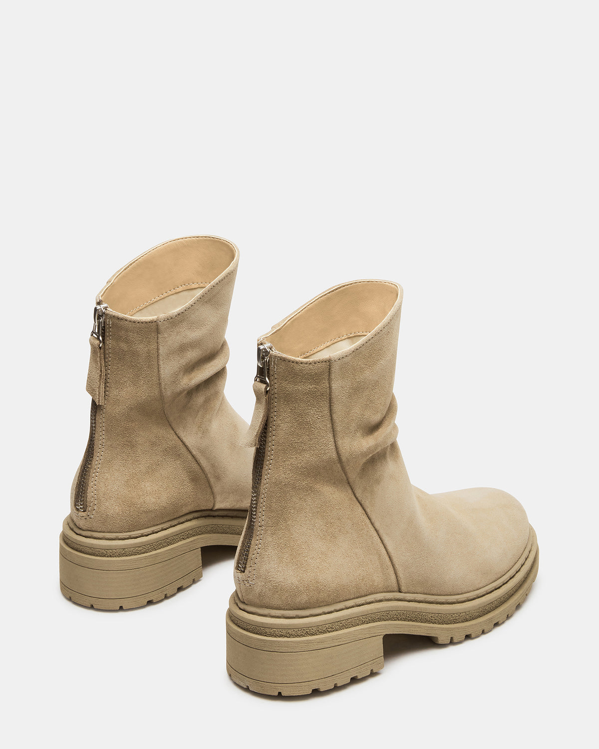 ESSENTIAL Taupe Suede Scrunched Ankle Boot | Women's Booties - Steve Madden