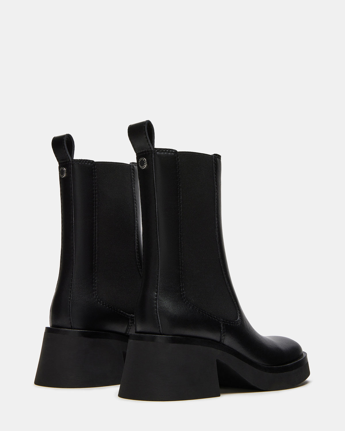 MURRAY Black Leather Block Heel Ankle Boot | Women's Booties - Steve Madden