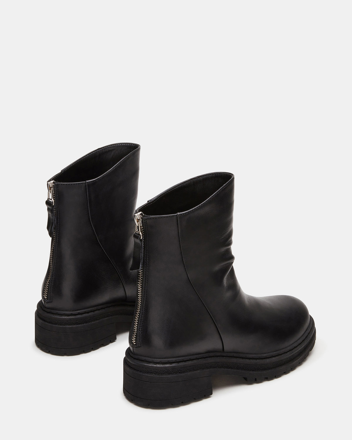 ESSENTIAL Black Leather Scrunched Ankle Boot | Women's Booties - Steve Madden
