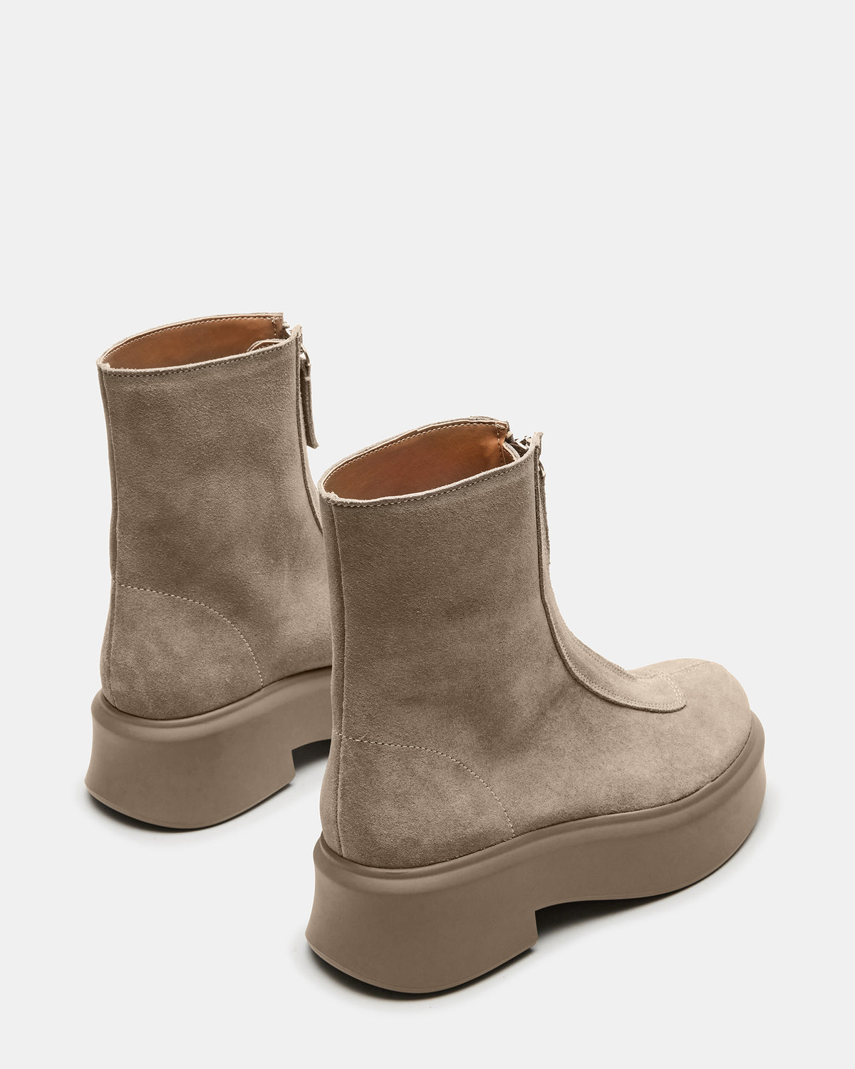 JONES Light Grey Zipper Lug Women's Ankle Boot - Steve Madden