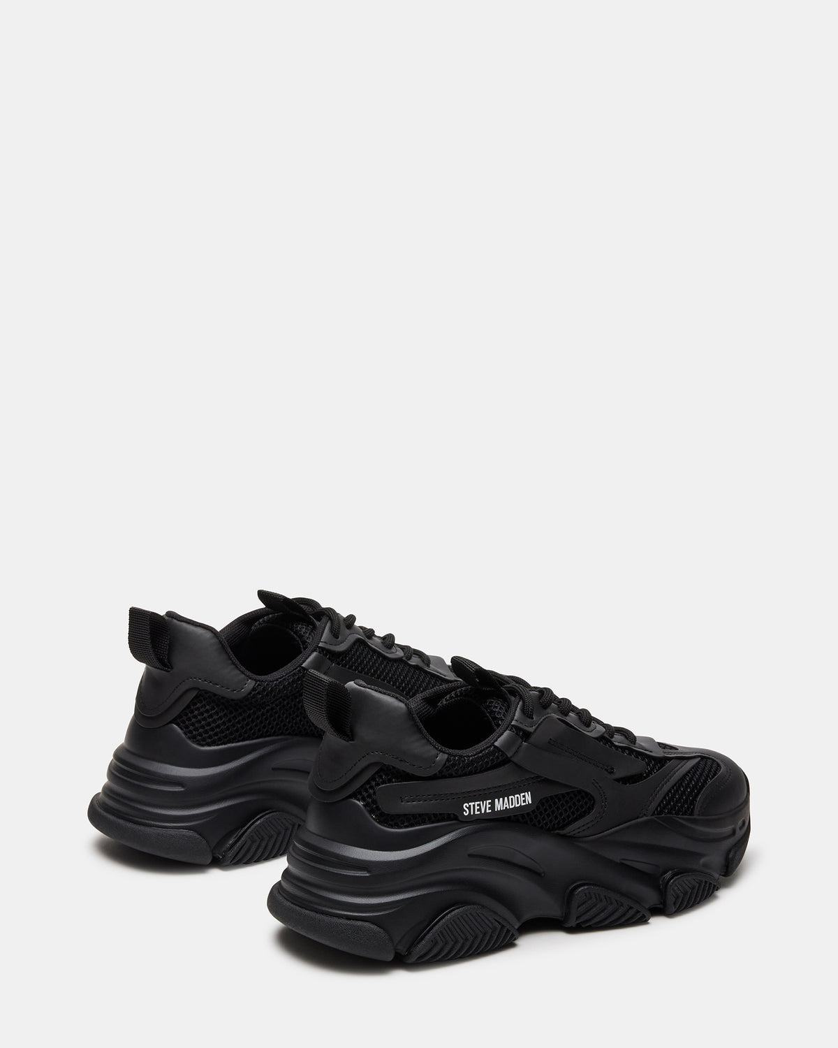 POSSESSION Black Platform Lace-Up Women's Sneaker - Steve Madden