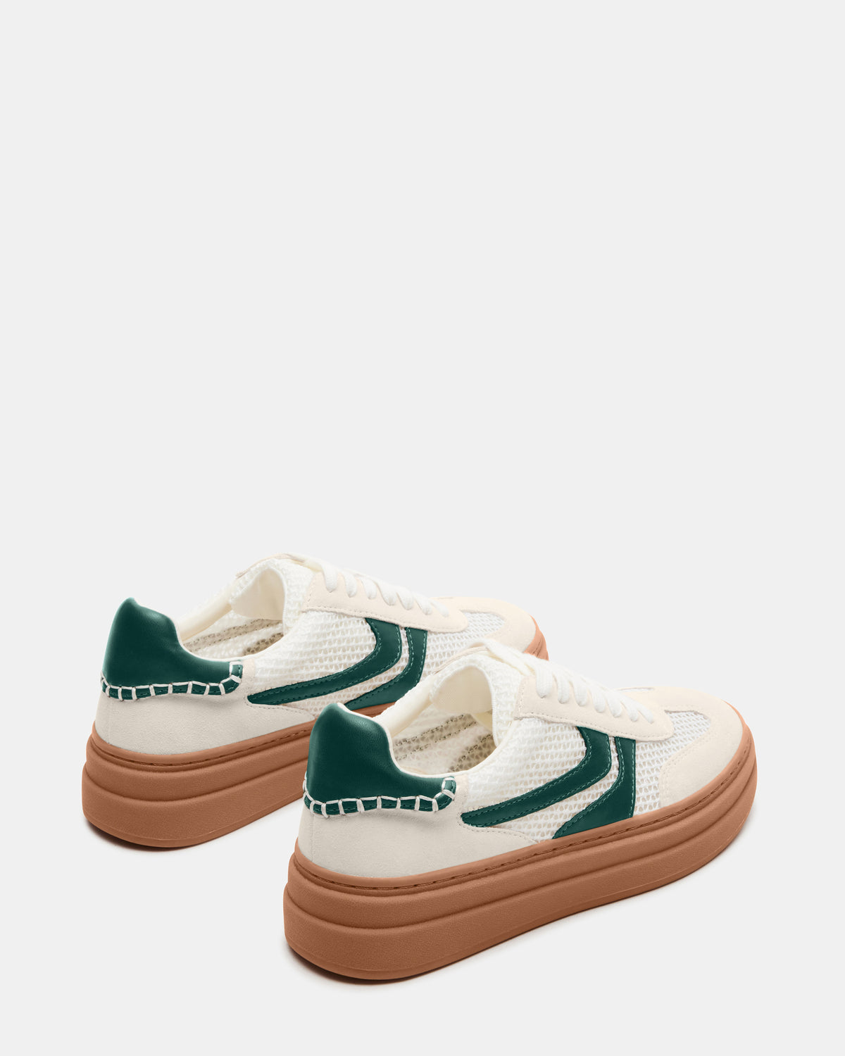 DODGE White/Green Low-Top Platform Women's Sneaker - Steve Madden