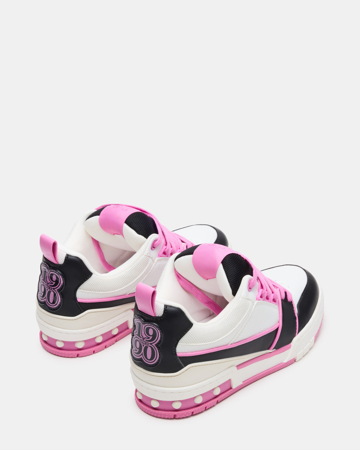 SKATER Black/Pink Low-Top Lace-Up Women's Sneaker - Steve Madden