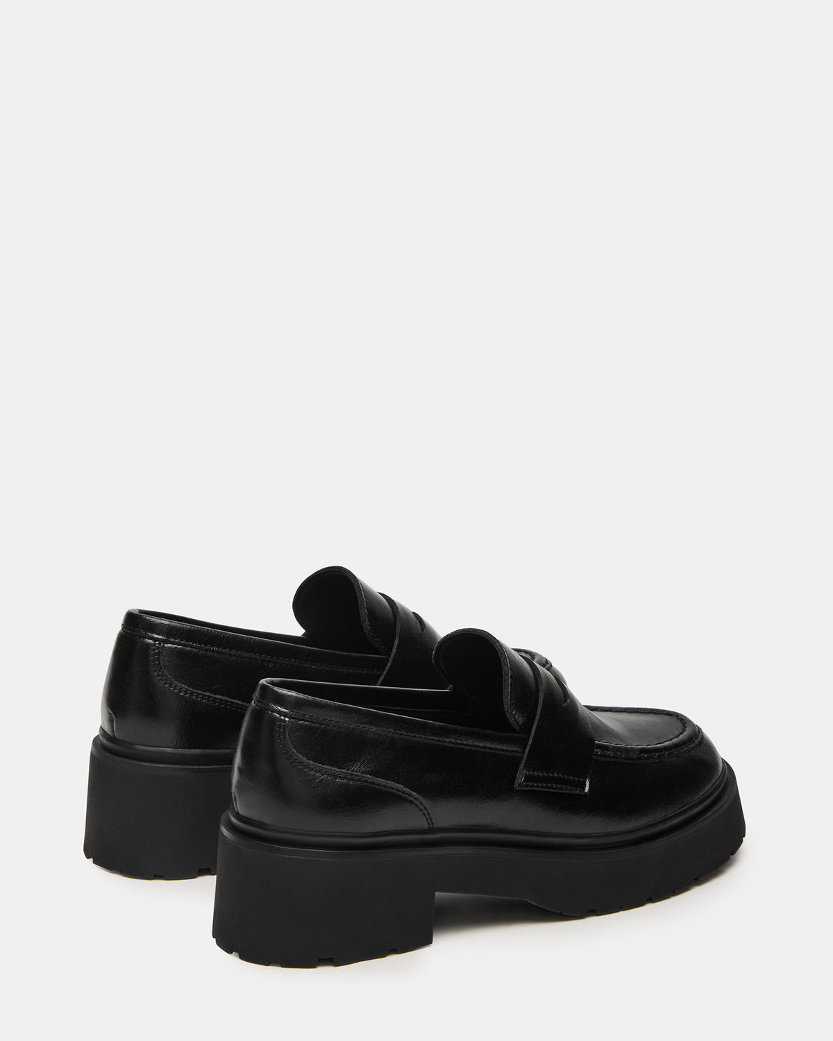 LAYKEN Black Leather Platform Lug Women's Loafer - Steve Madden