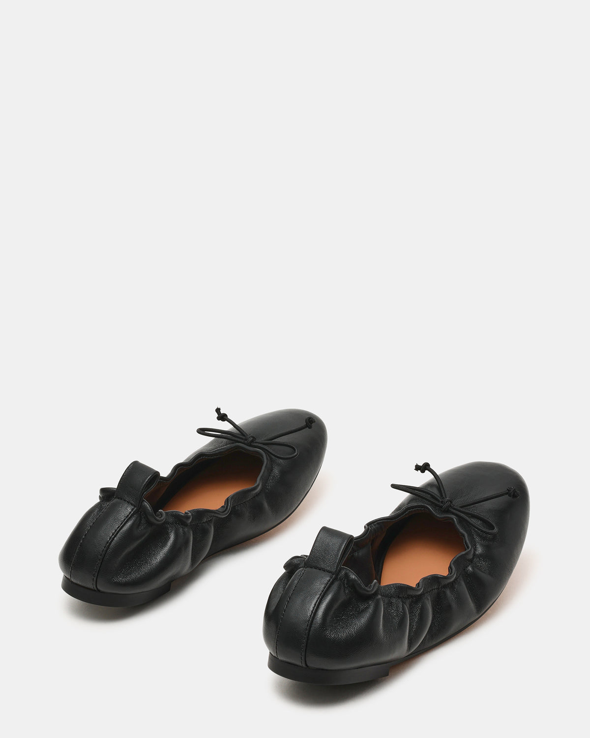 LANTI Black Leather Bow Round-Toe Women's Flat - Steve Madden