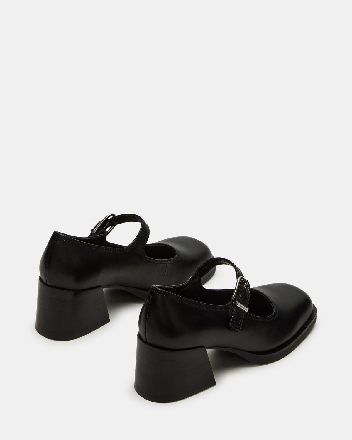 LISBON Black Leather Square-Toe Mary Jane Women's Loafer - Steve Madden