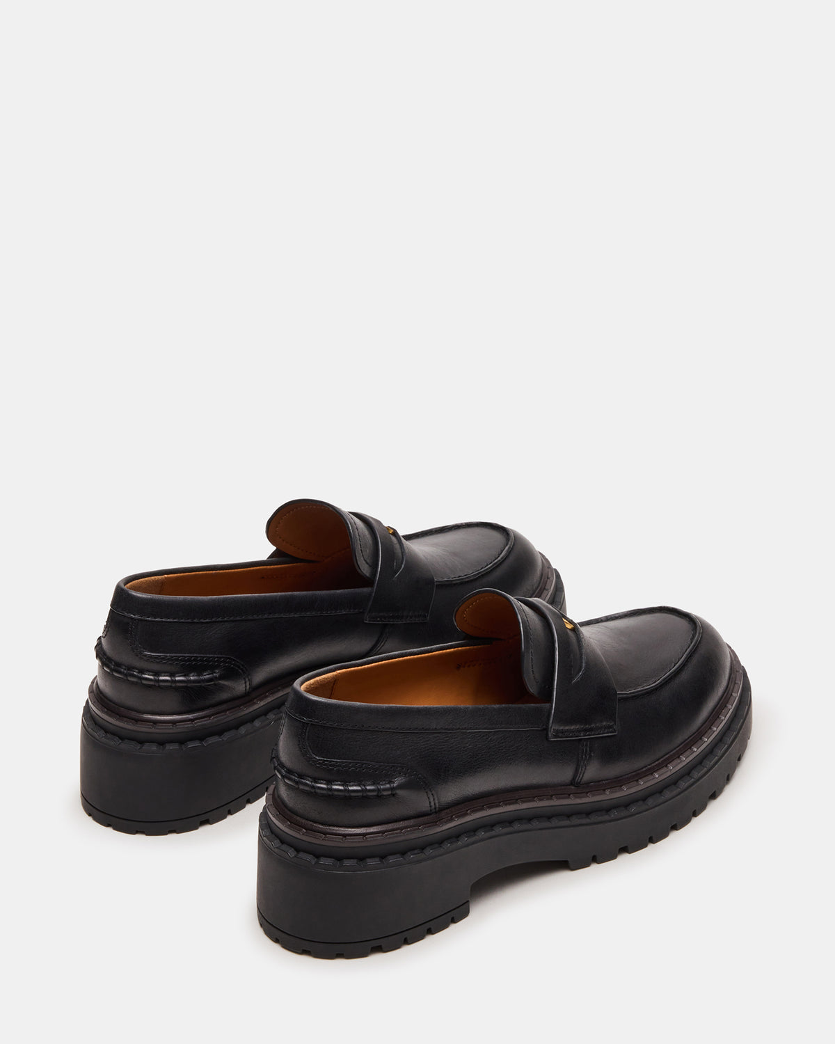 RAFTUS Black Leather Platform Lug Women's Loafer - Steve Madden