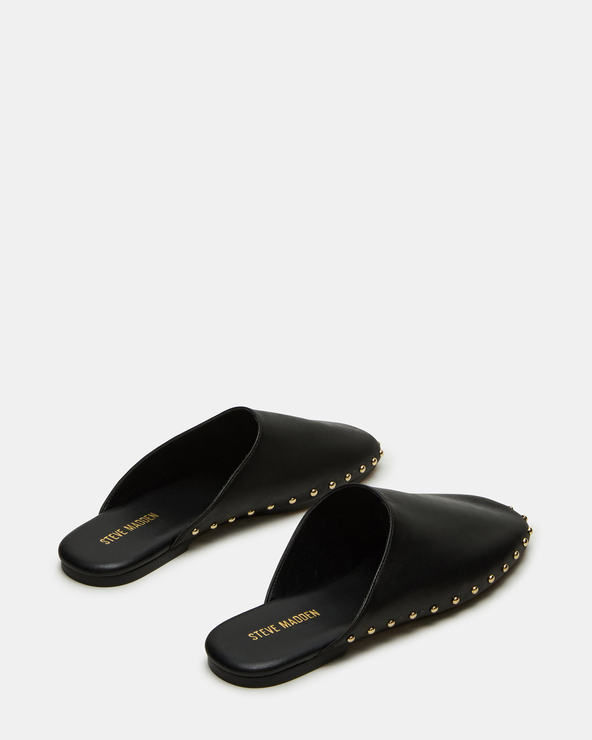 PEARSON Black Leather Rounded-Toe Slip-On Women's Flat - Steve Madden