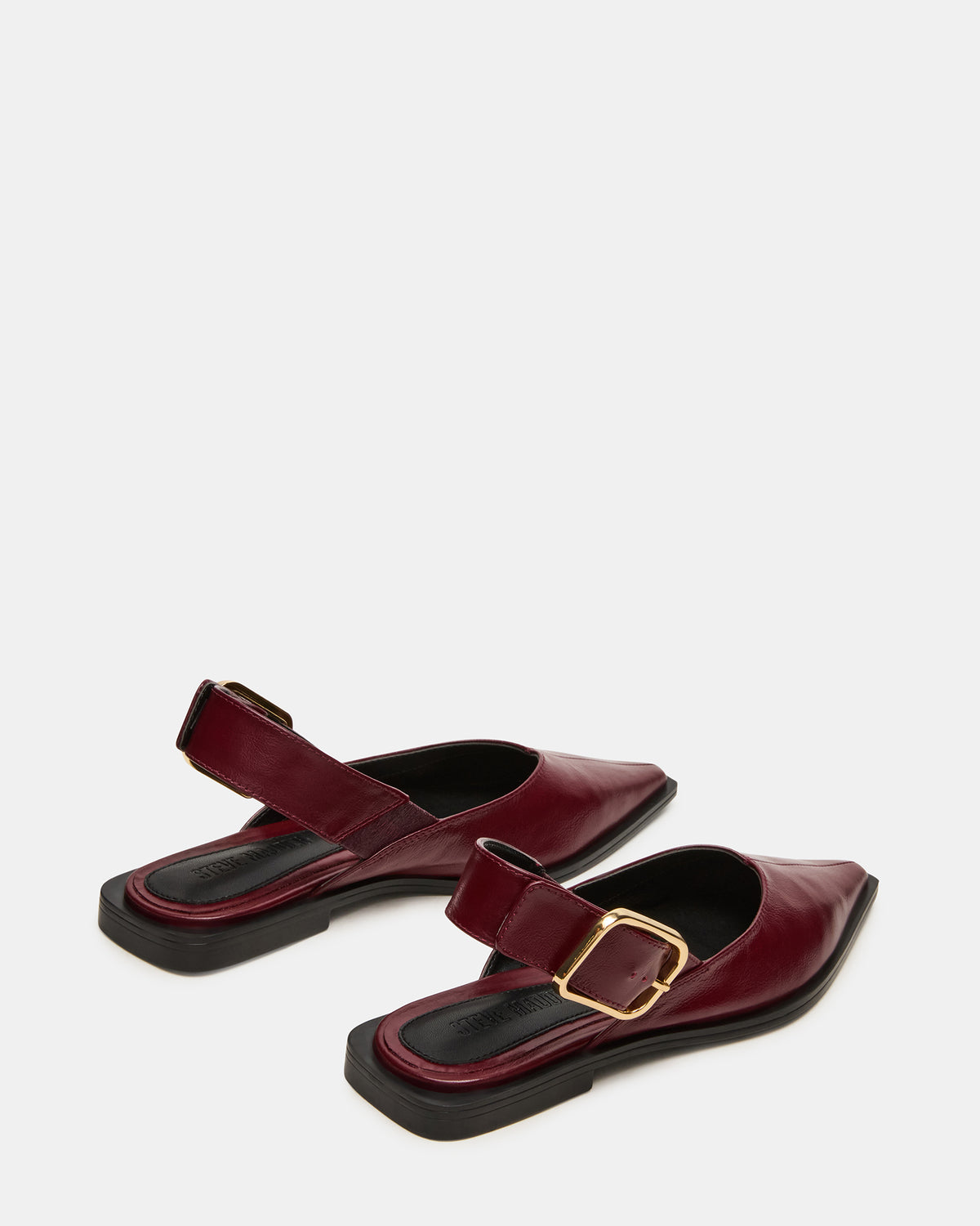 SHAY Burgundy Leather Pointed-Toe Slingback Ballet Women's Flat - Steve Madden