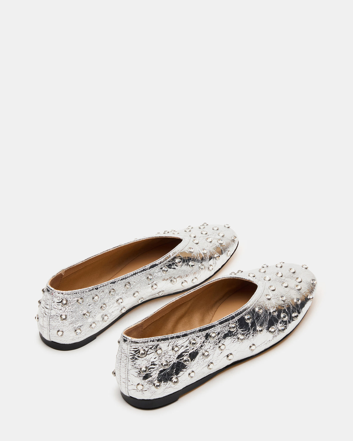 LENI Silver Rhinestones Square-Toe Ballet Women's Flat - Steve Madden