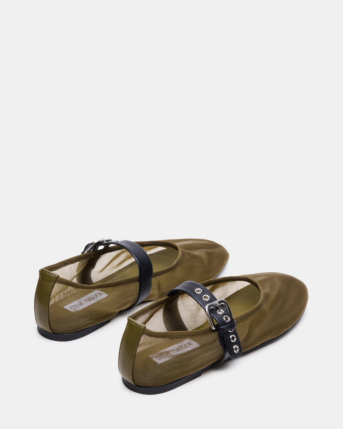 MITSY Olive/Black Mary Jane Mesh Ballet Women's Flat - Steve Madden