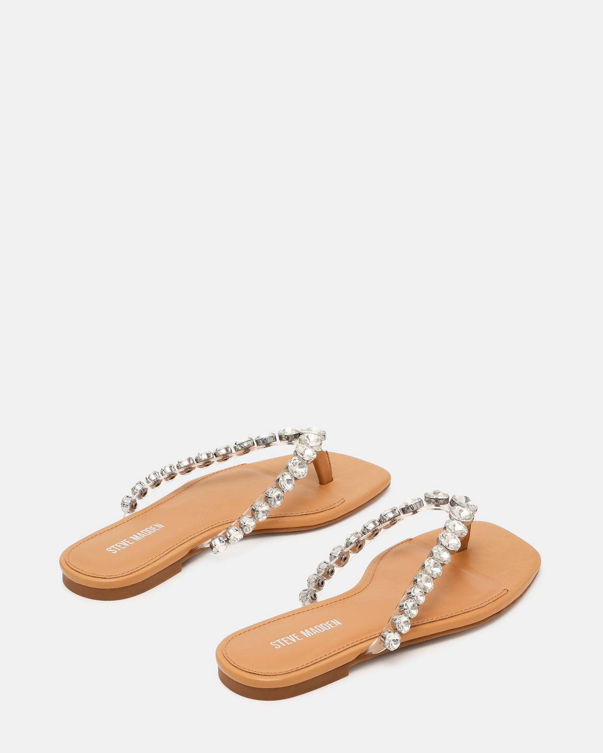 MARBLE Rhinestones Silver Multi Thong Square-Toe Women's Sandal - Steve Madden