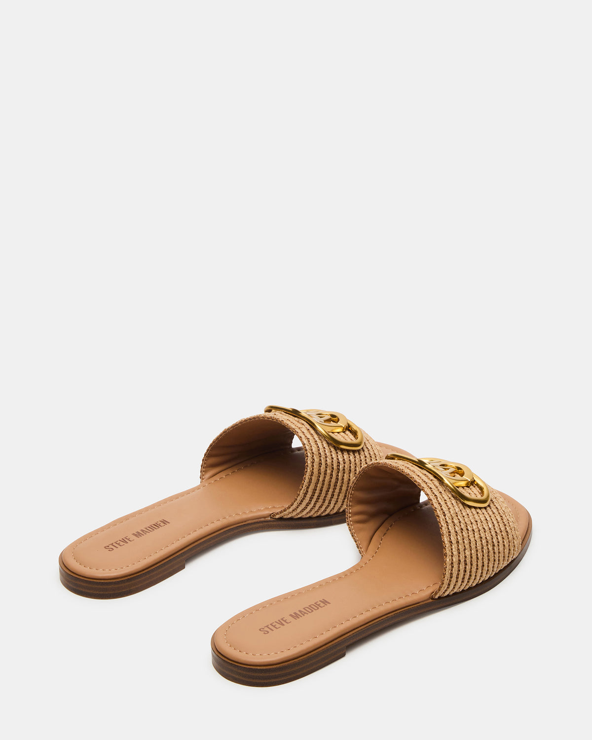 KORA Natural Raffia Gold Detail Slide Women's Sandal - Steve Madden