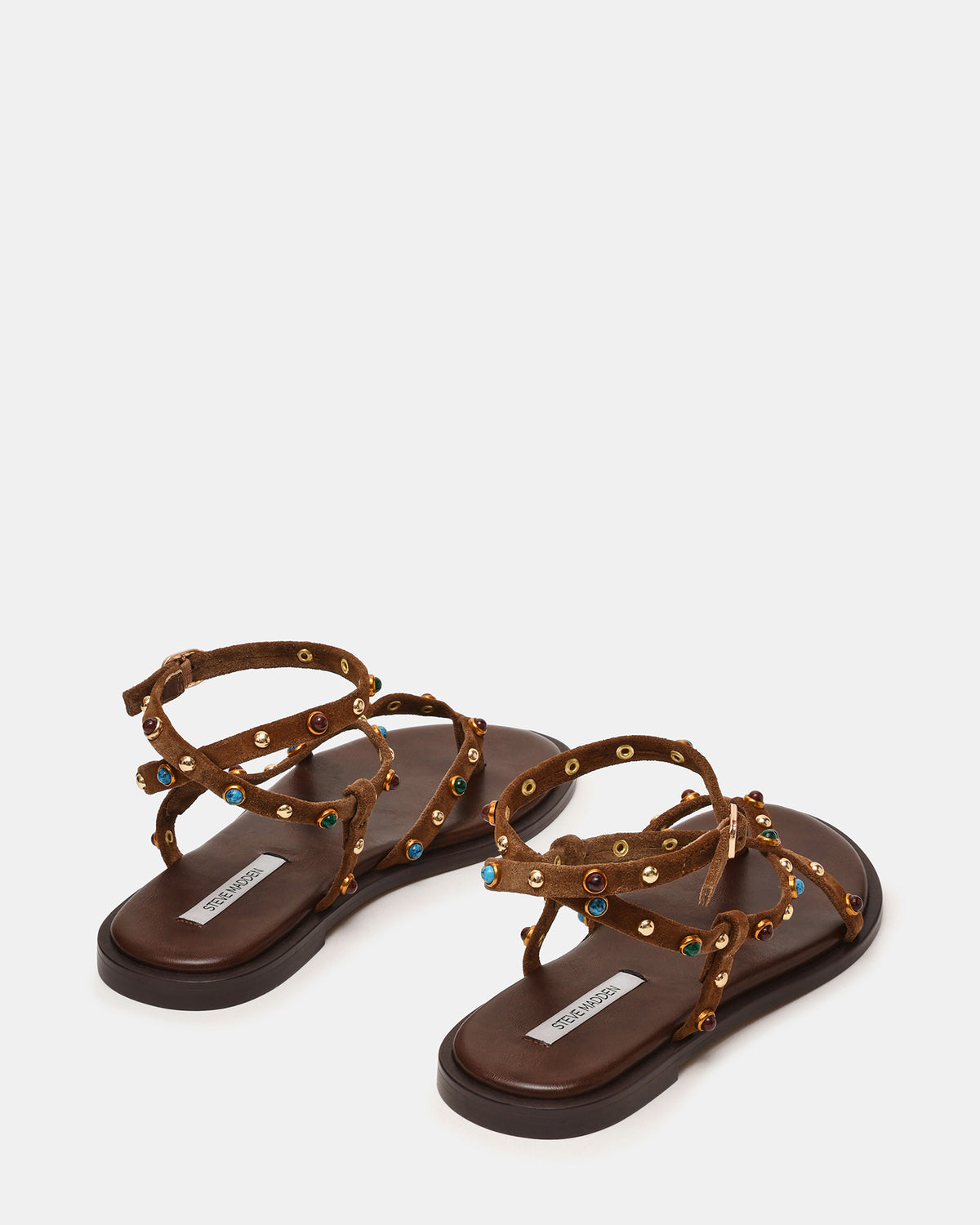 MATHIS Tan Suede Studded Embellished Strappy Thong Women's Sandal - Steve Madden