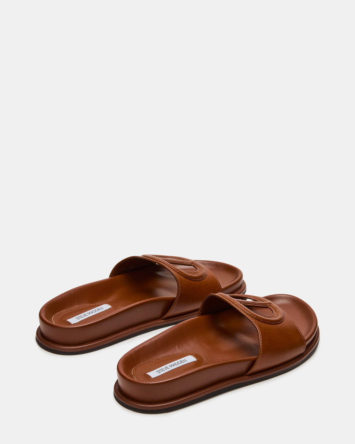 ZOSIA Cognac Leather Cut-Out Slide Footbed Women's Sandal - Steve Madden