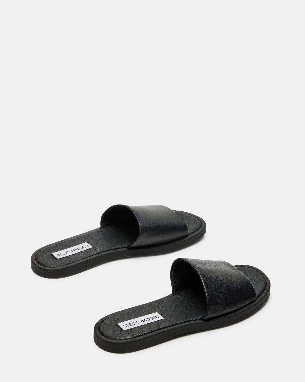 KAYA Black Leather Slide Sandal | Women's Sandals - Steve Madden