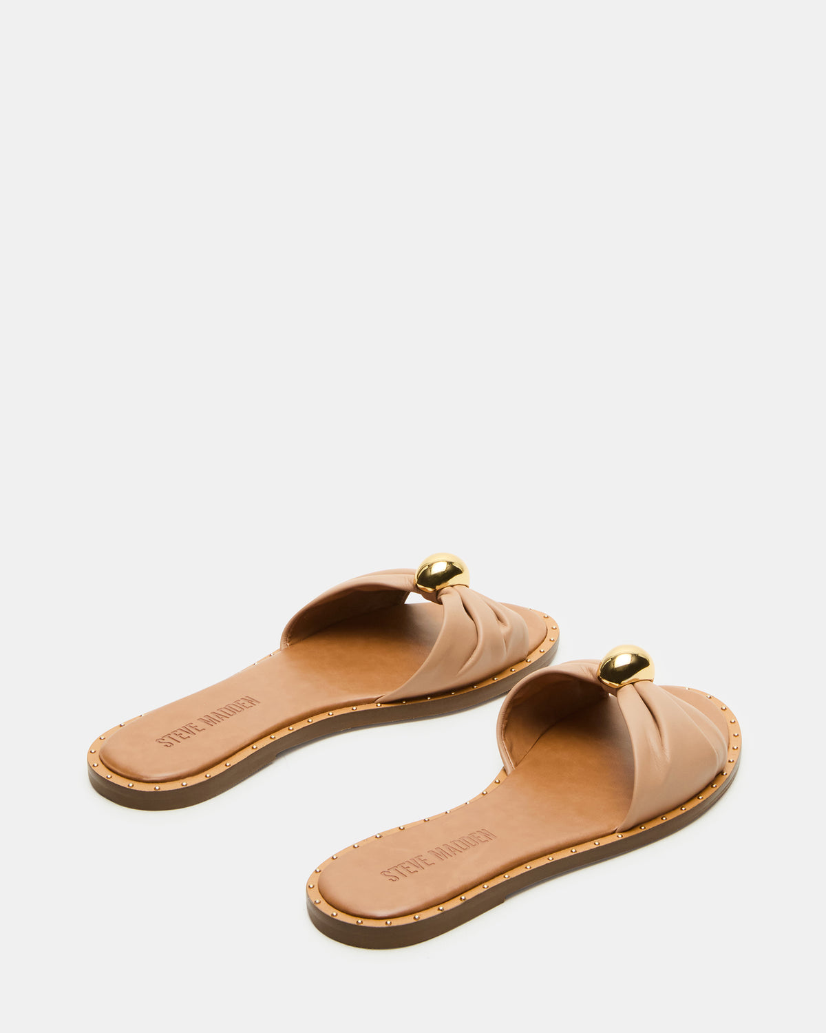 DIPSY Tan Leather Slide Rounded Toe Women's Sandal - Steve Madden