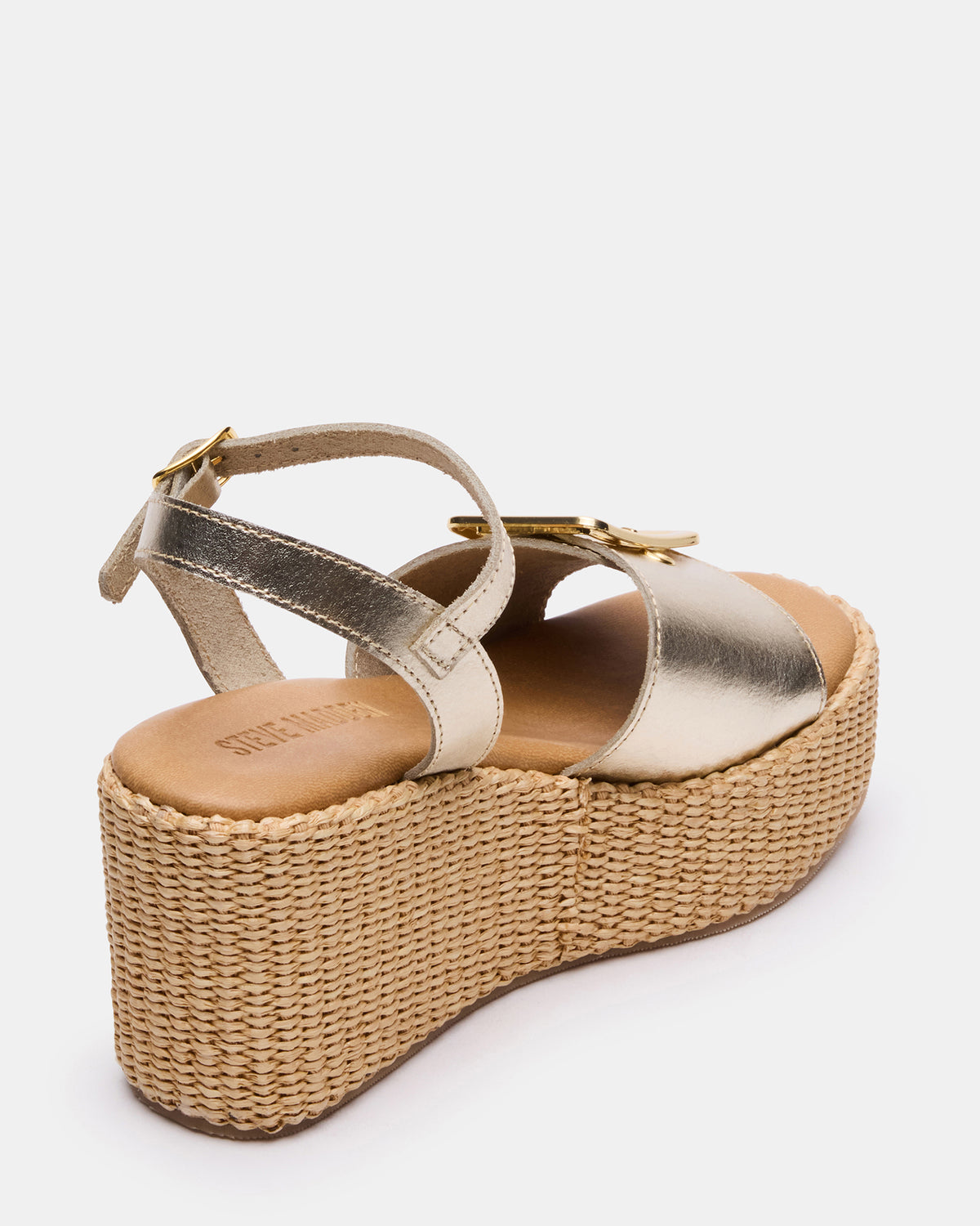 CIDER Gold Leather Platform Wedge Women's Sandal - Steve Madden