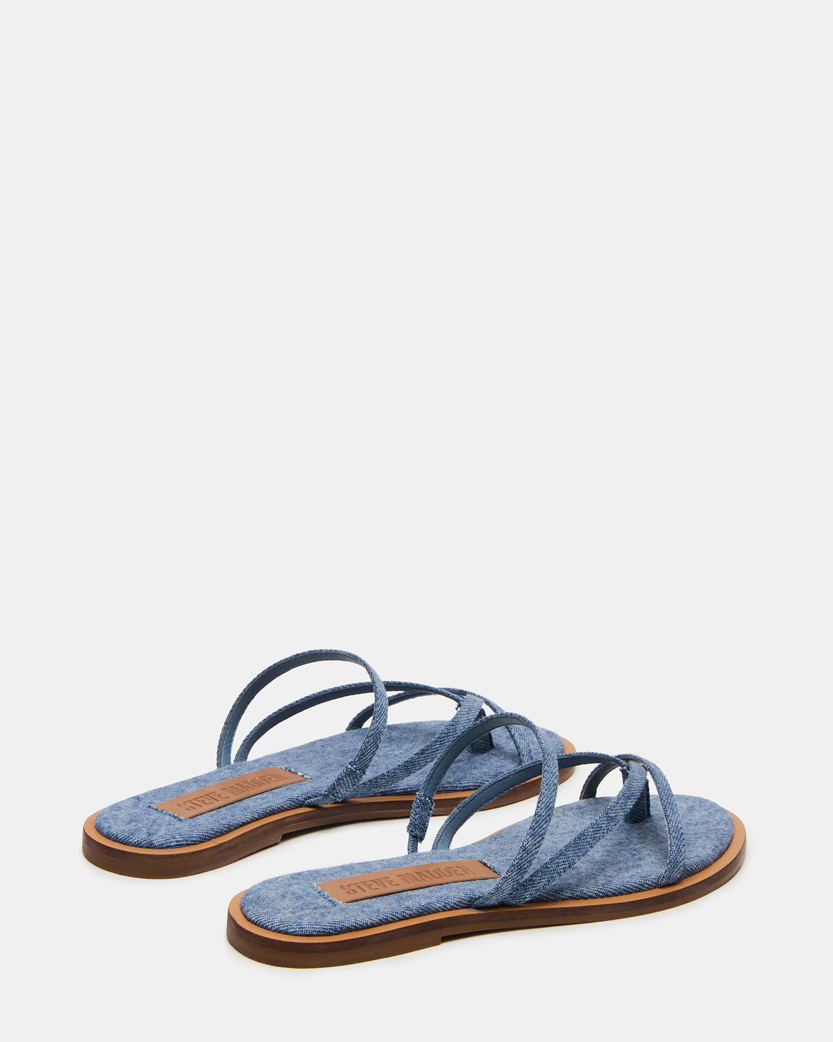 ELLERY Denim Fabric Strappy Thong Slide Women's Sandal - Steve Madden