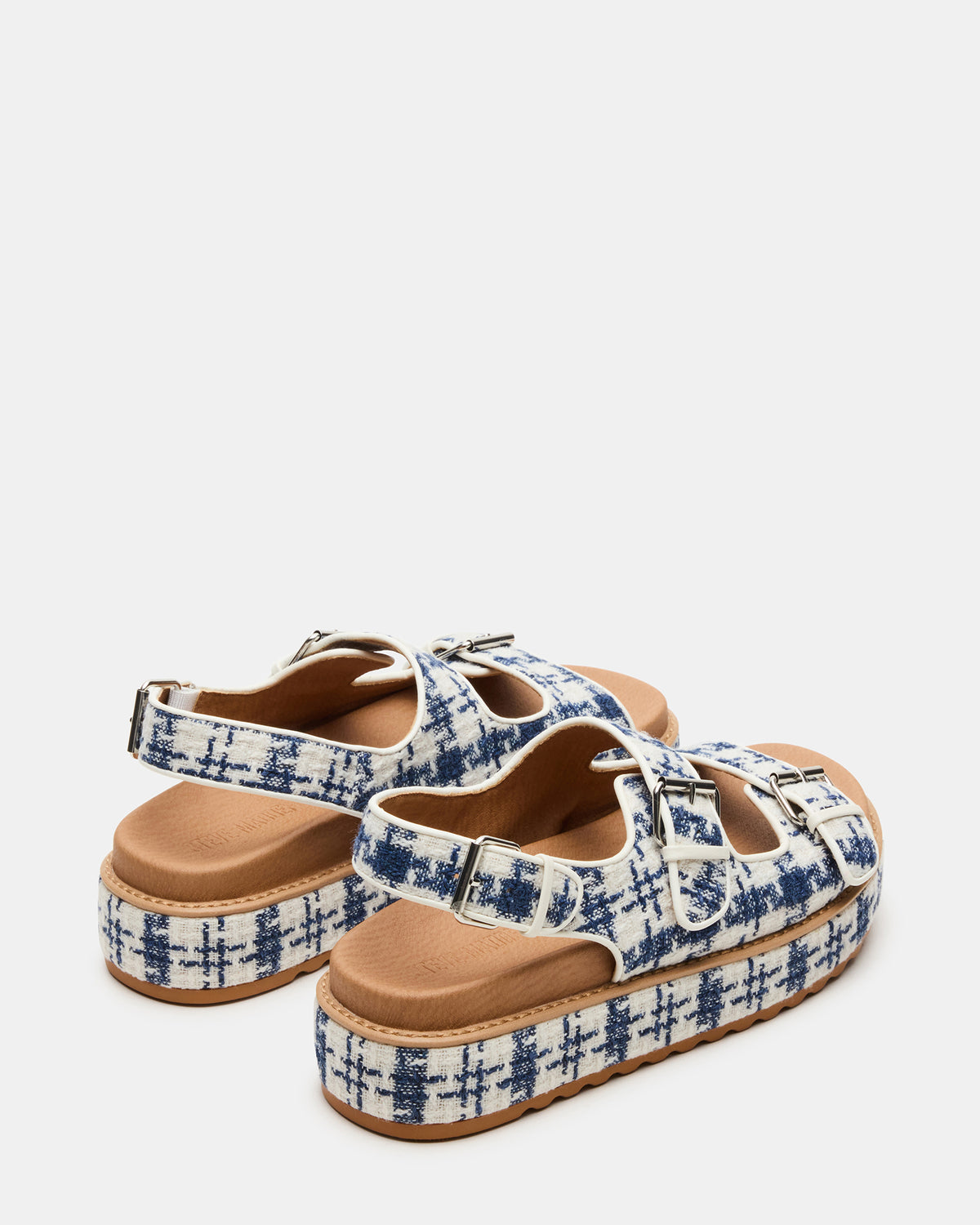 BIGMONA2.0 Blue/White Platform Footbed Flatform Women's Sandal - Steve Madden