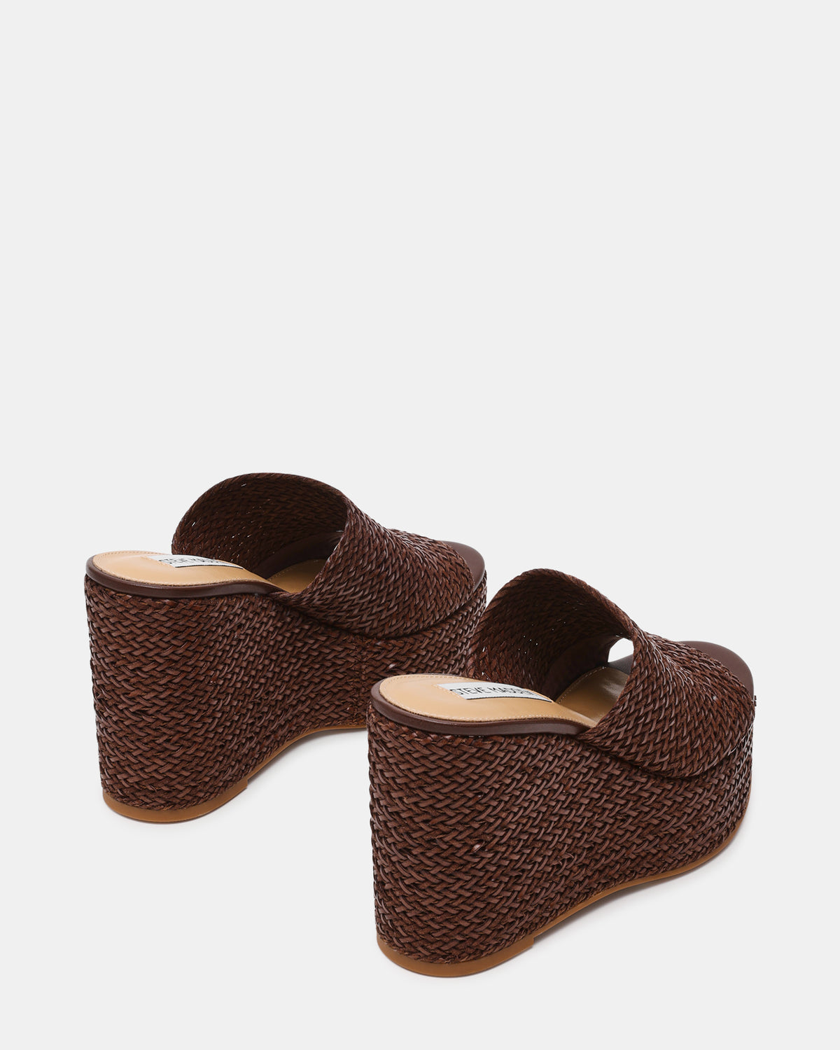 CASSI Brown Platform Raffia Wedge Women's Sandal - Steve Madden