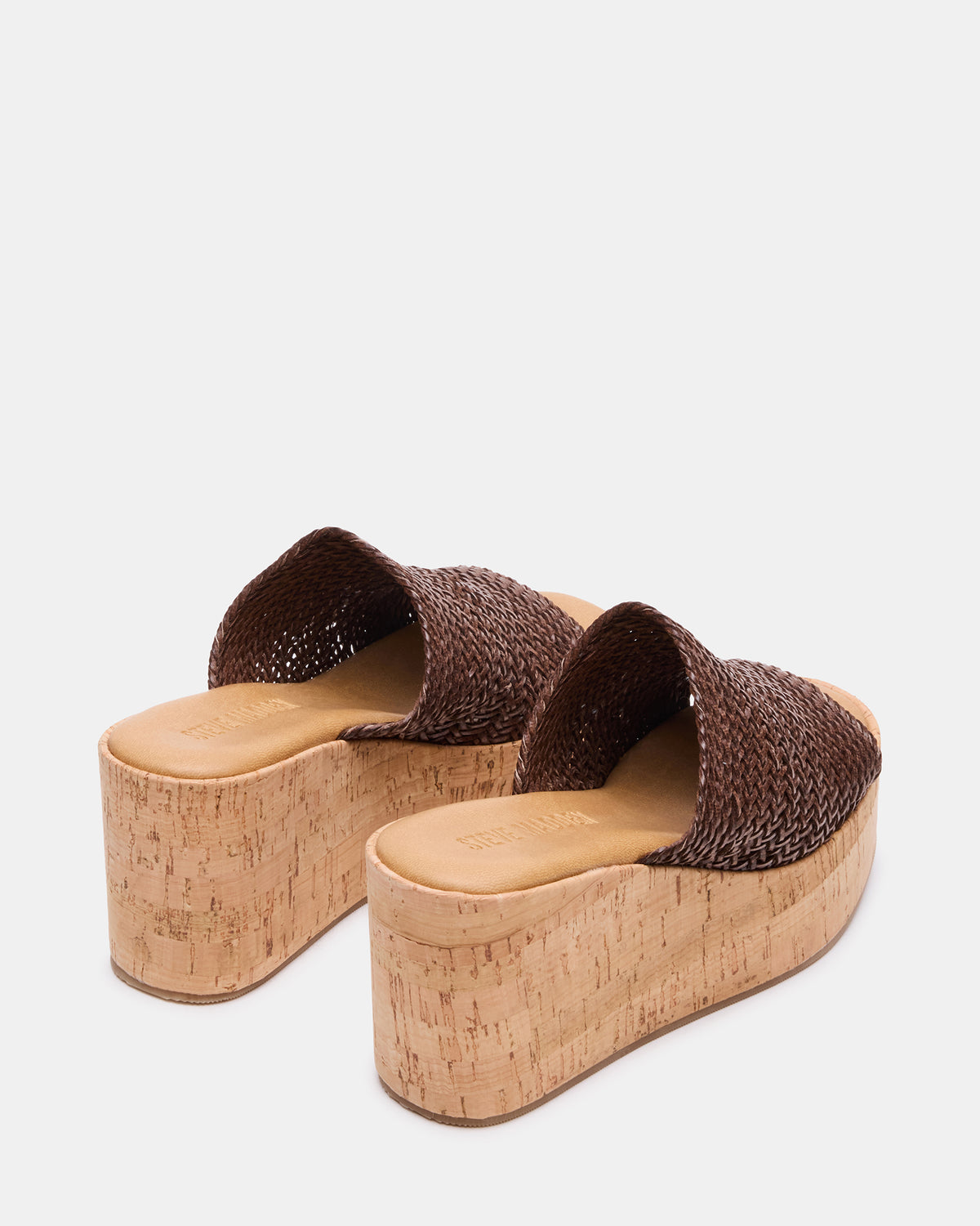 COASTAL Brown Raffia Platform Wedge Mule Women's Sandal - Steve Madden