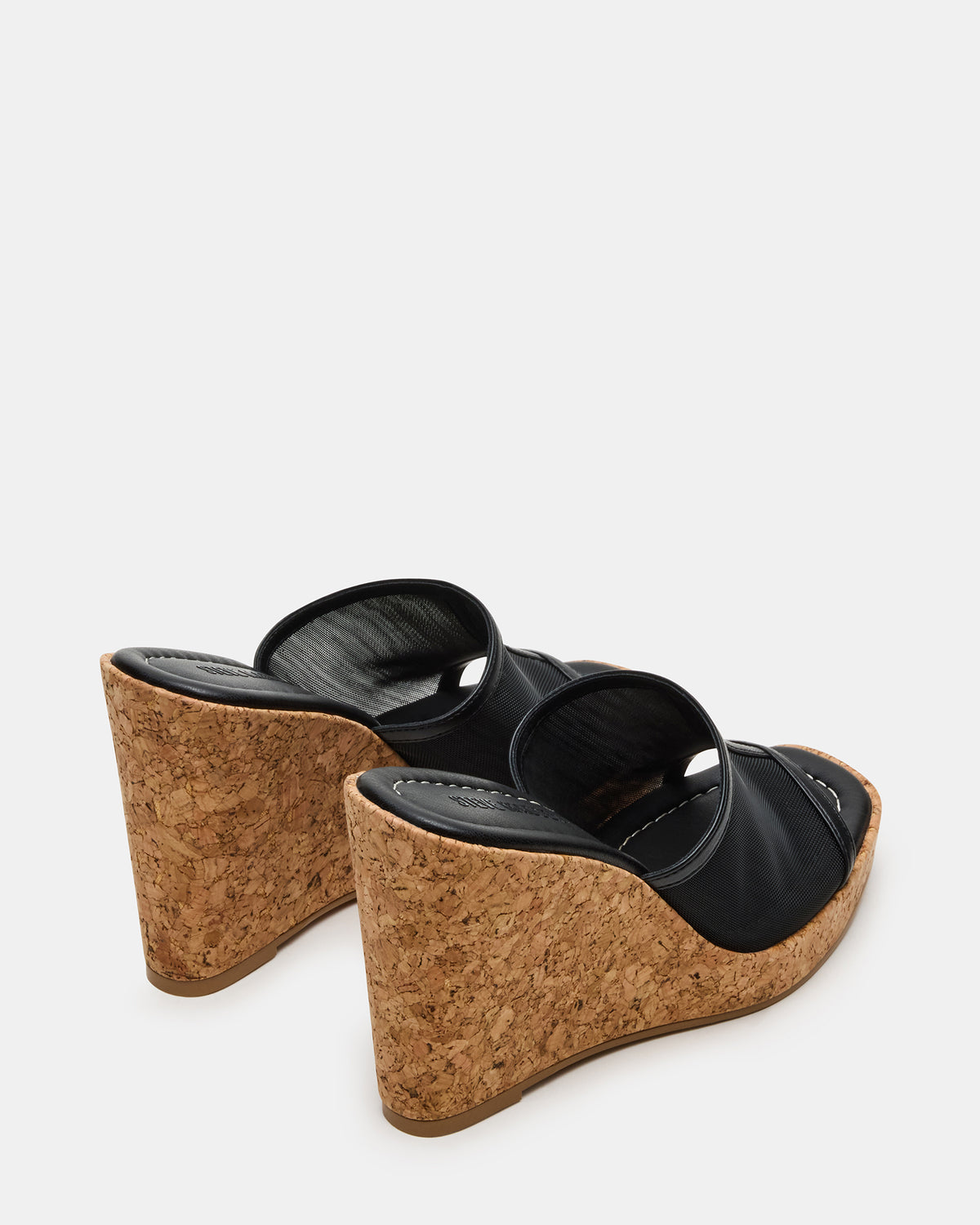 CRUZ Black Square-Toe Platform Mesh Wedge Mule Women's Sandal - Steve Madden