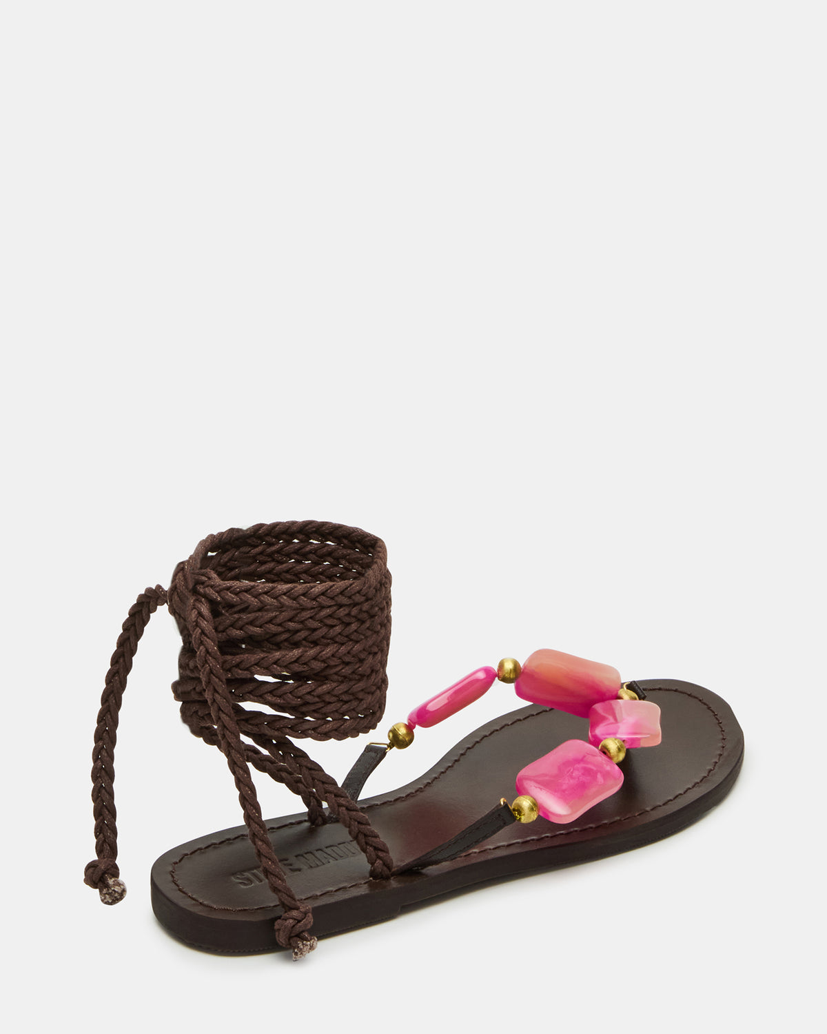 TASHA Pink Multi Strappy Lace-Up Flat Women's Sandal - Steve Madden