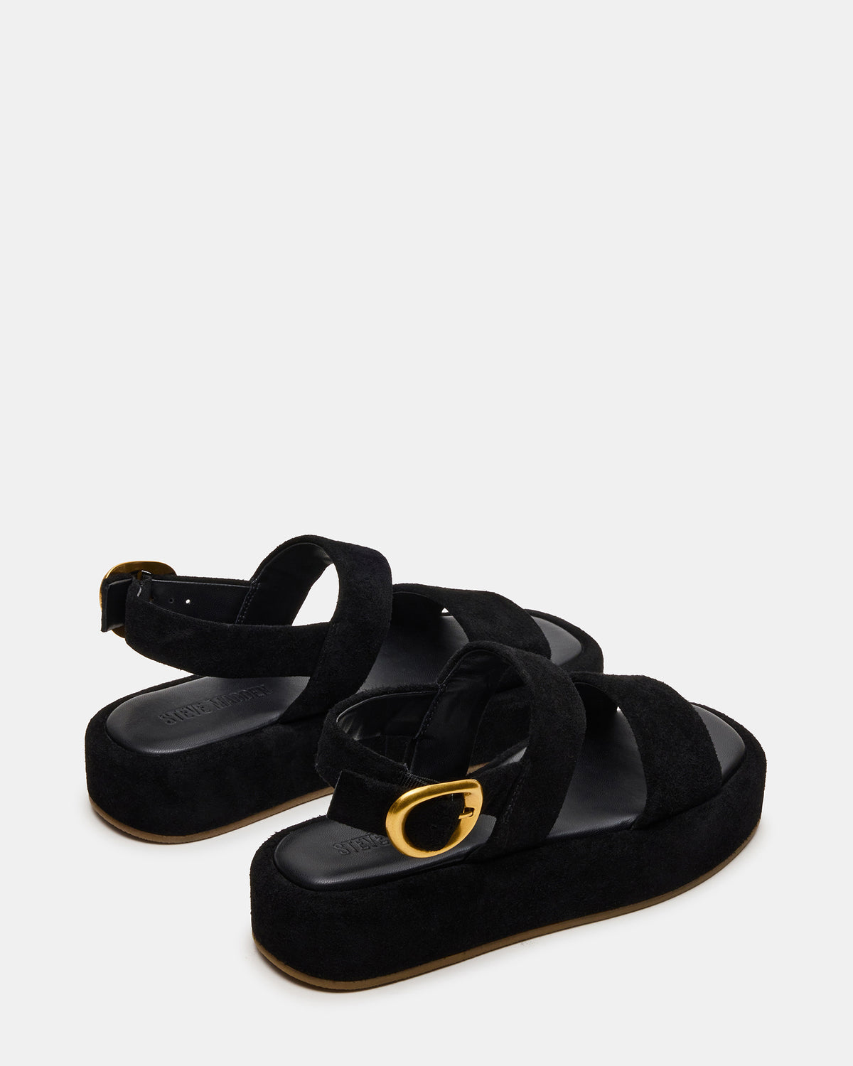 BARONI Black Suede Square-Toe Platform Women's Sandals - Steve Madden