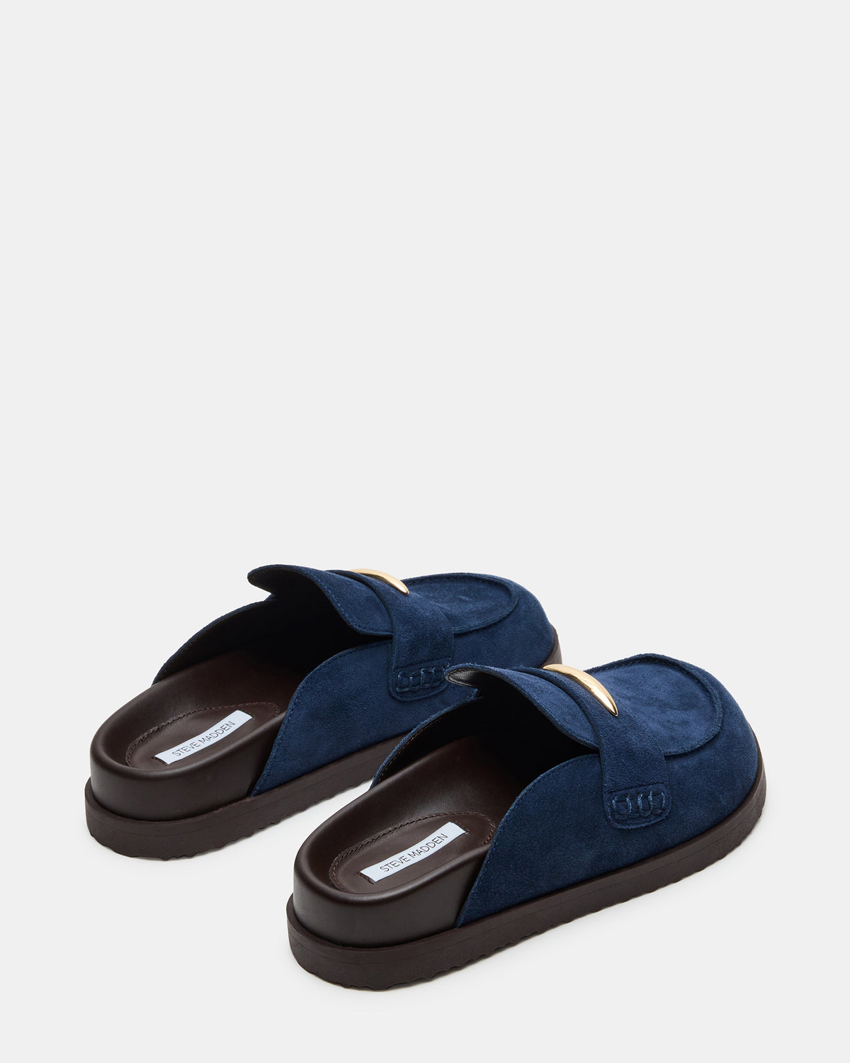 TOBIN Navy Suede Slip-On Mule Women's Flat - Steve Madden